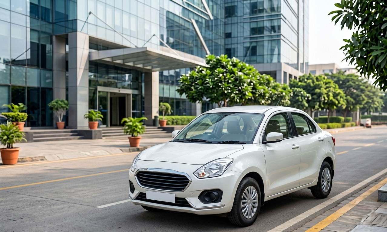 Mumbai cab sedan on city road